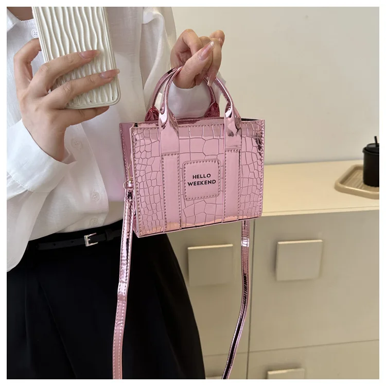 Women's Handle Bag With Stone Pattern Fashion Handbag For Ladies_voghion.com