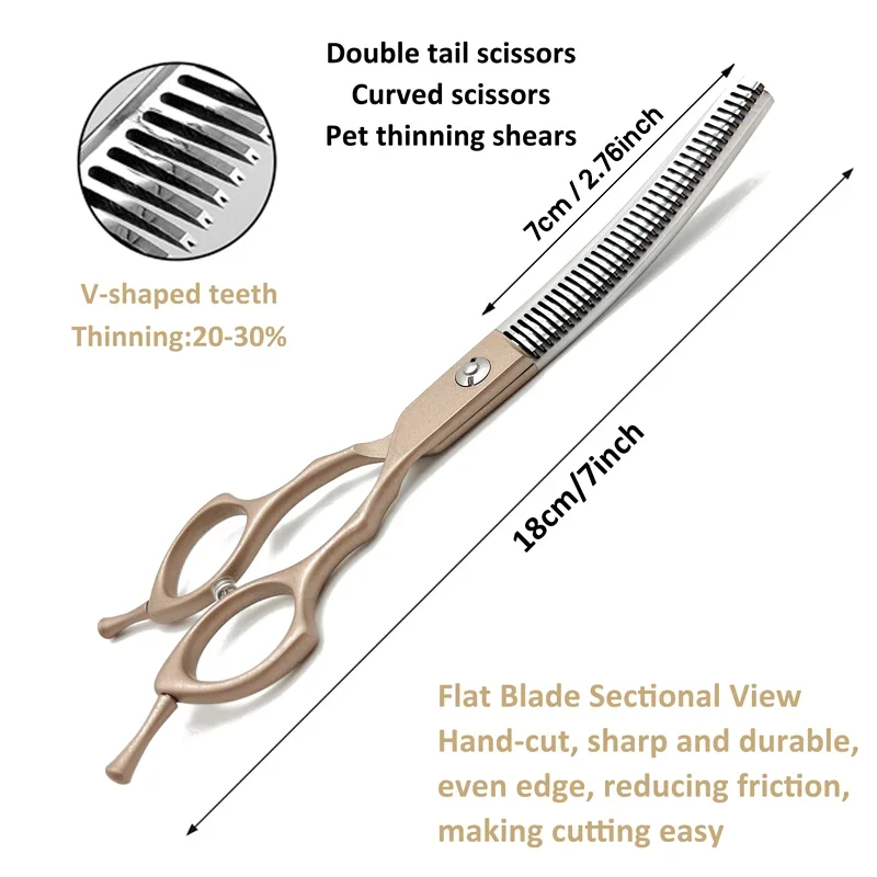 Dog Grooming Scissors Curved Chunkers Shears Stainless Steel Dog Grooming Cat Curved Scissor Light Weight Special Designed Pet Grooming Supply