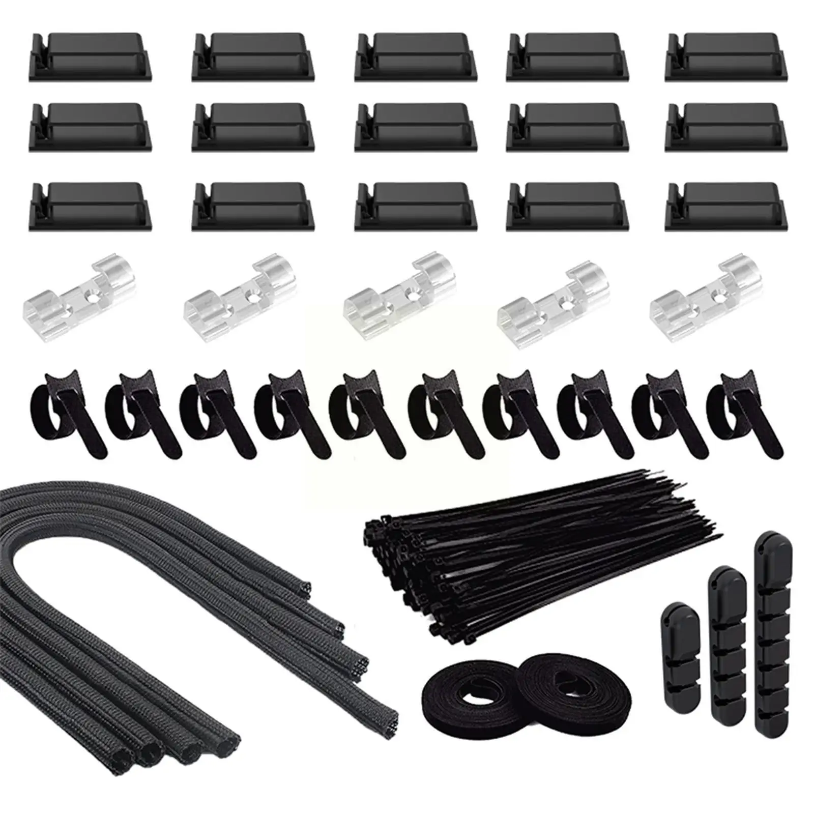 126/139/149/Pcs Cable Management Organizer Kit 4 Cable Sleeve 10 Reusable Cable Ties Cord