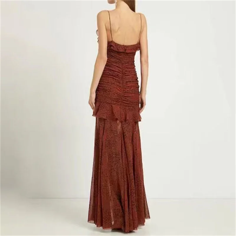 

Summer 2023 Women's Pleated Slim Dress Flower Decoration Suspender Long Dresses Korean Fashion Pure Cotton Sleeveless Top Traf