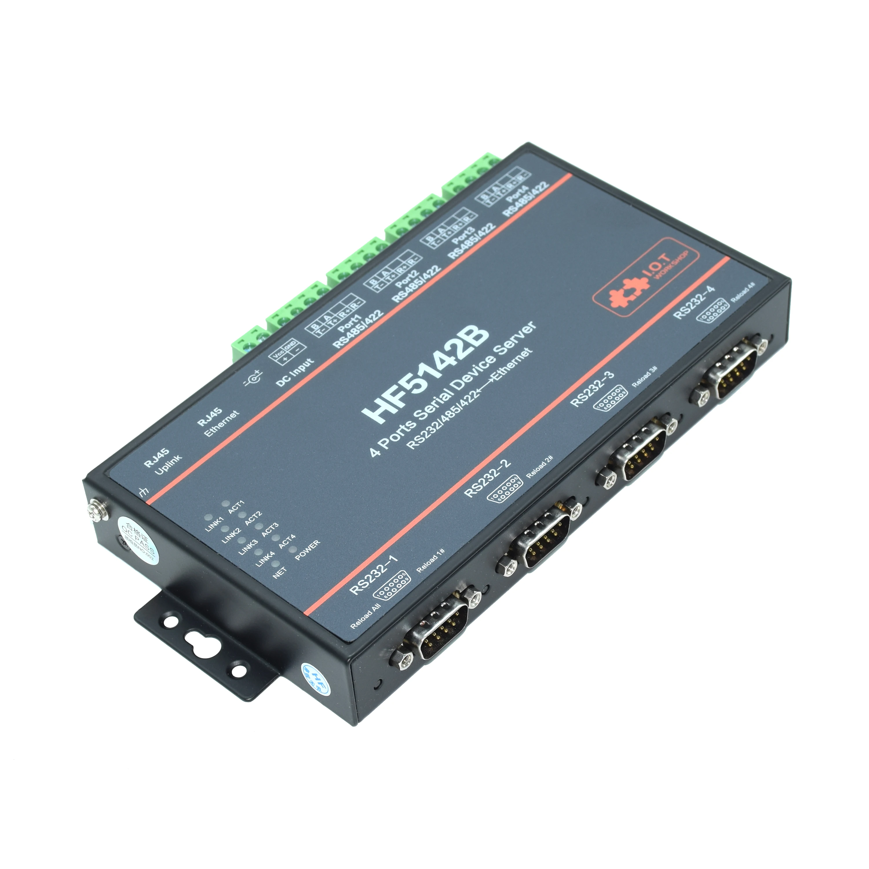 4 시리얼 포트 RS232 RS422 RS485 이더넷 서버 컨버터 IoT 장치 HF5142B 모드버스 지원