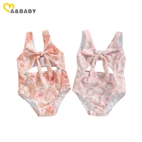 ma&baby 6M-3Y Infant Toddler Kid Baby Swimwear Summer  Bow Floral Shell Print Sleeveless Swimsuit Beachwear Bathing Suit D01 6