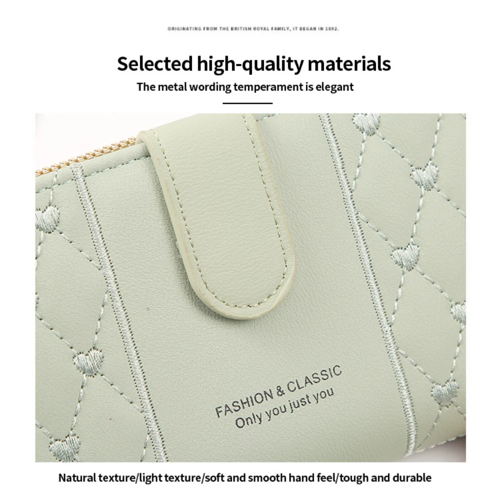 Women Long Wallet Pu Leather Card Holder Large Capacity Hasp Zipper Coin Purse Multi Card Organizer Cell Phone Wristlet Handbag 6