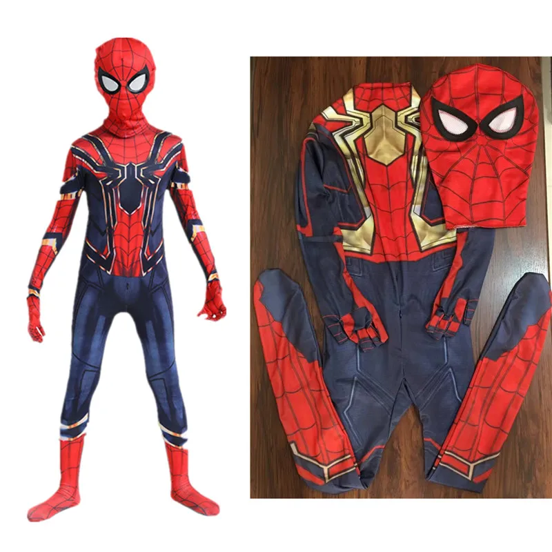 Kids Boys Girls Cosplay Superhero Spiderman Costume Fancy Dress Party Gift Set 