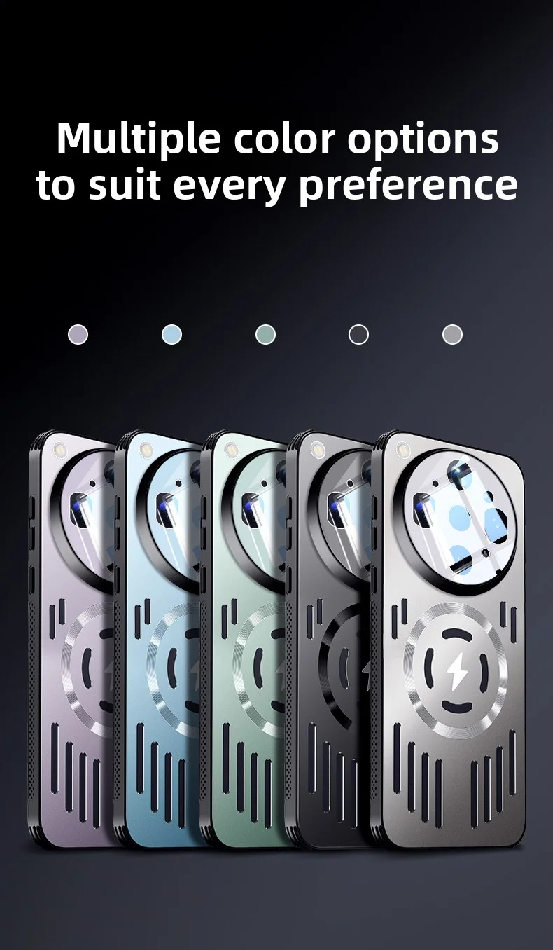 Premium Hard Metal Magnetic Case with Heat Dissipation & Wireless Charging Compatibility - Protective Back Cover