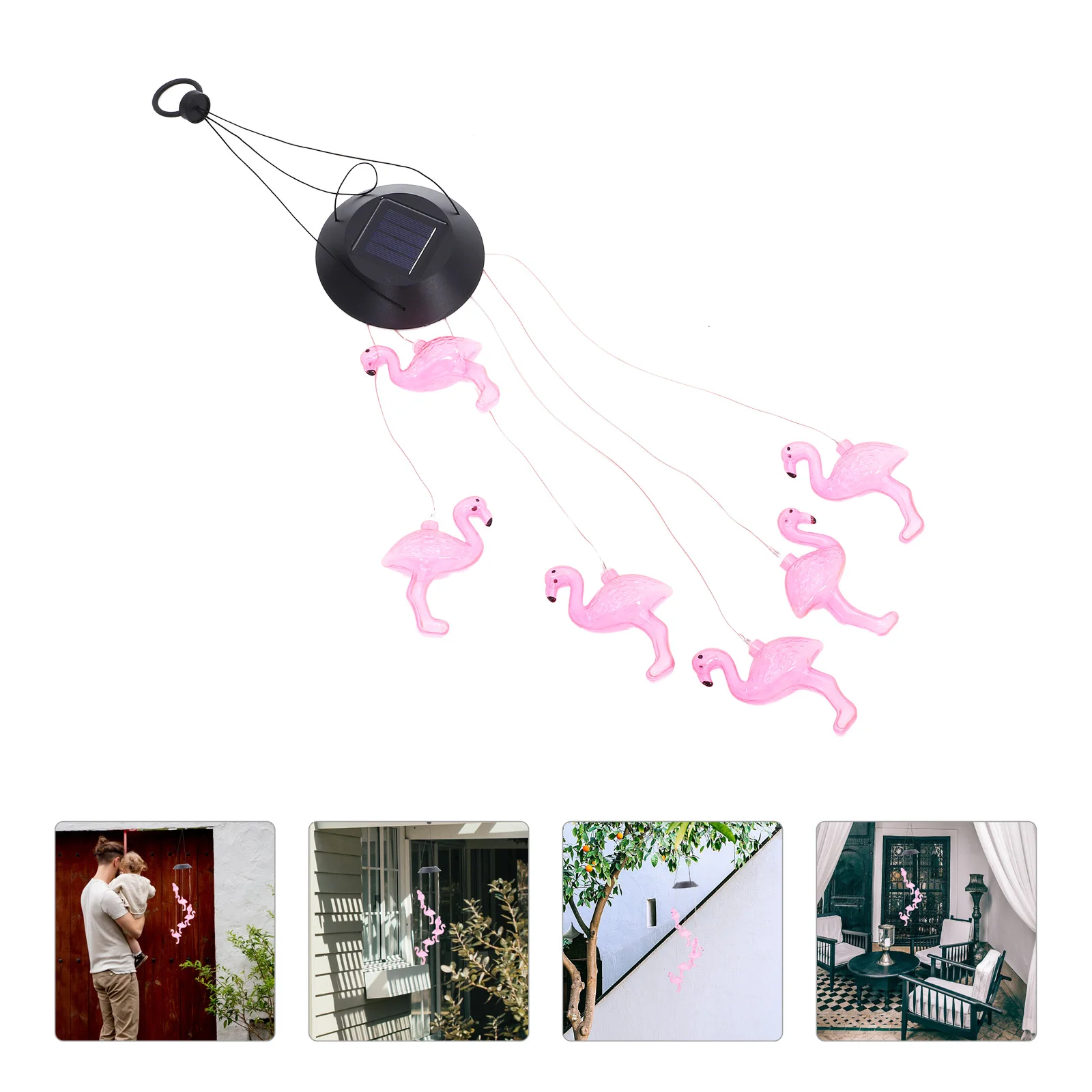 Solar Flamingo Garden Lamp Decoration Power Wind Chime Light for Home Yard Hanging Outdoor Lights 2