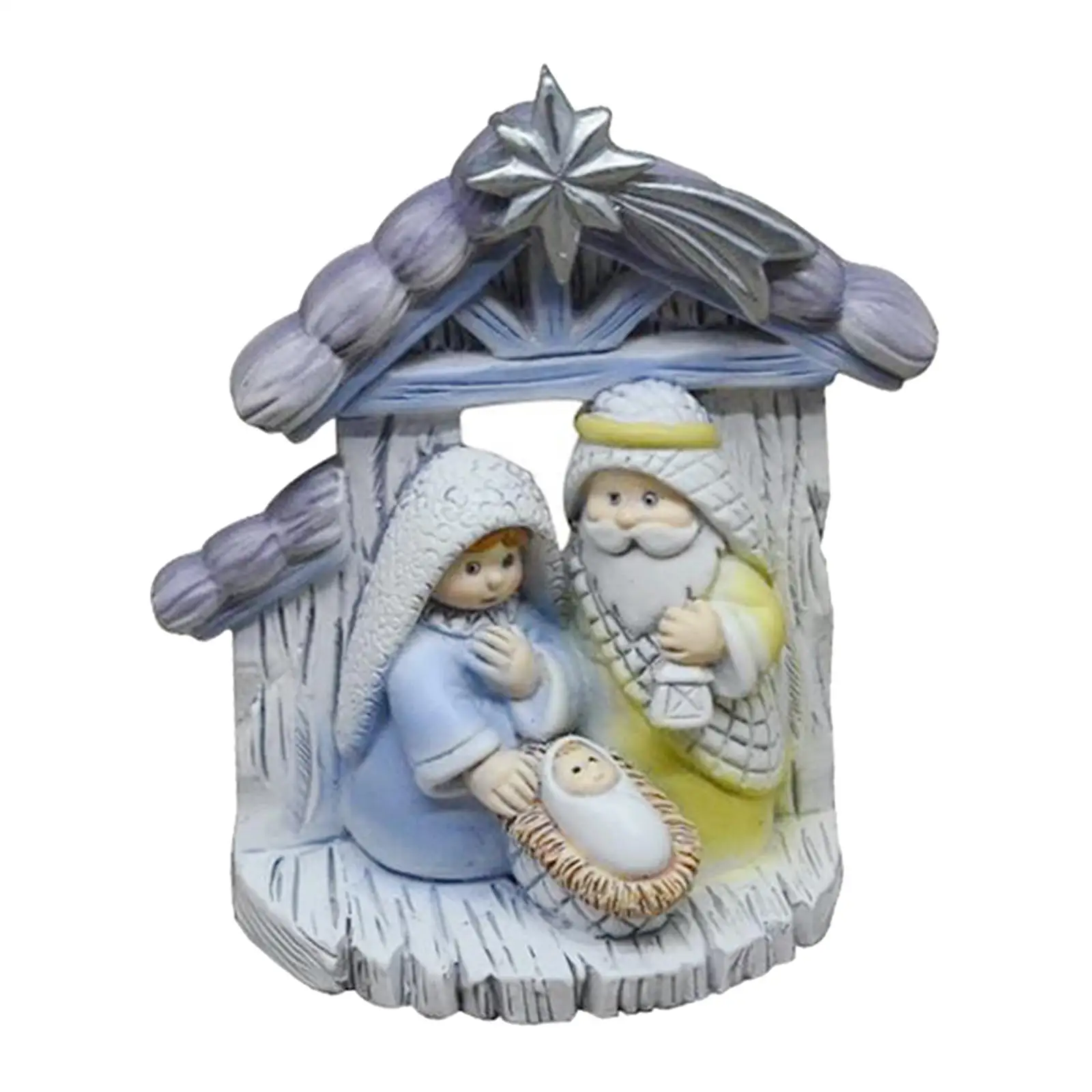 Nativity Scene Figurine Holy Family Figurine Statue for Indoor Shelf Decor images - 6