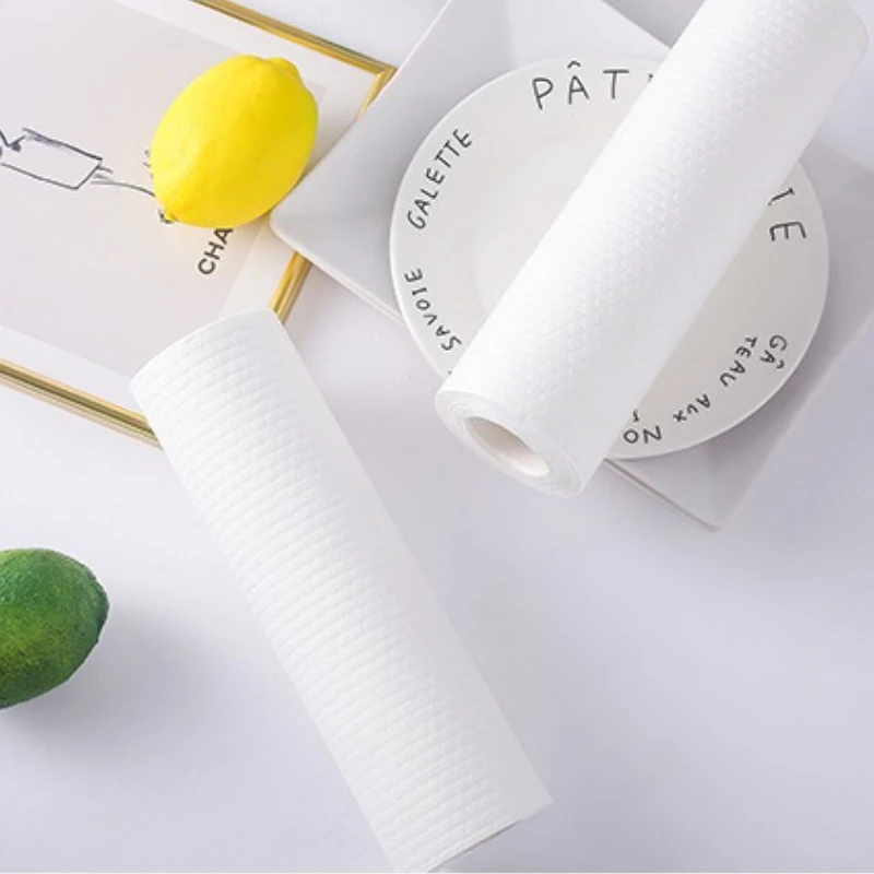 50 Sheets/Roll Disposable Dishwashing Paper 25x25cm Wood Pulp Paper Cleaning Paper Towels Kitchen Gadget Household Supplies