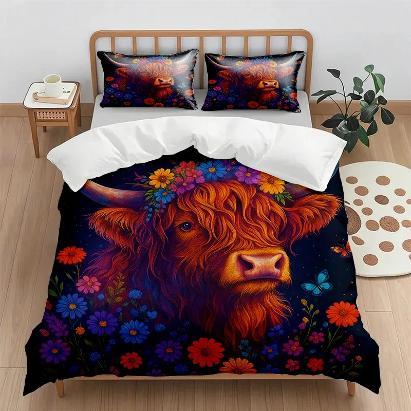 2025 digital printing quilt cover set quilt cover and pillowcase no bed sheet cartoon animal print quilt cover