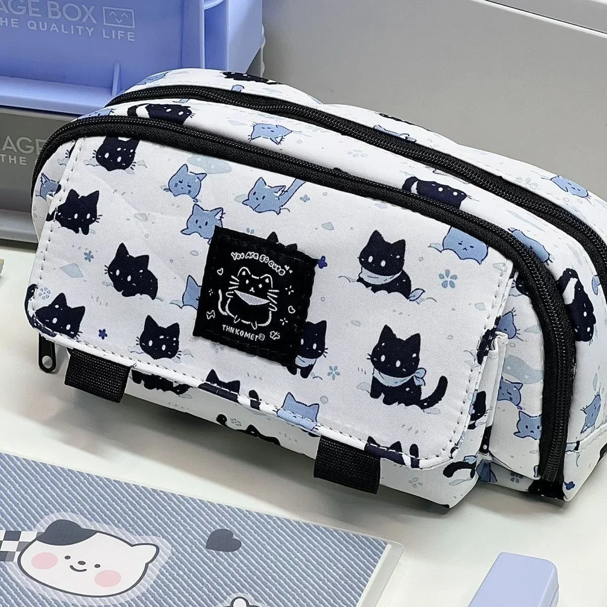 Cute Cat Pencil Case Large Capacity Pencil Bag Multi Functional Storage Stationery Pouch Back to School Accessories Gift