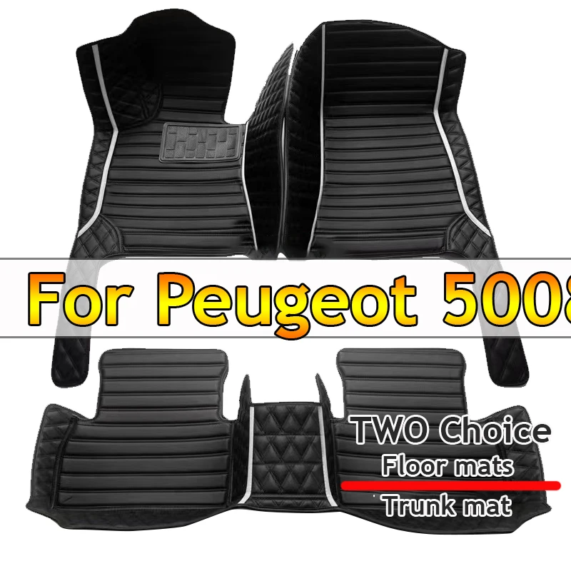 

Car Floor Mats For Peugeot 5008 P87 2017~2022 Auto Luxury Leather Mat Carpets Durable Pad Rugs Interior Parts Car Accessories