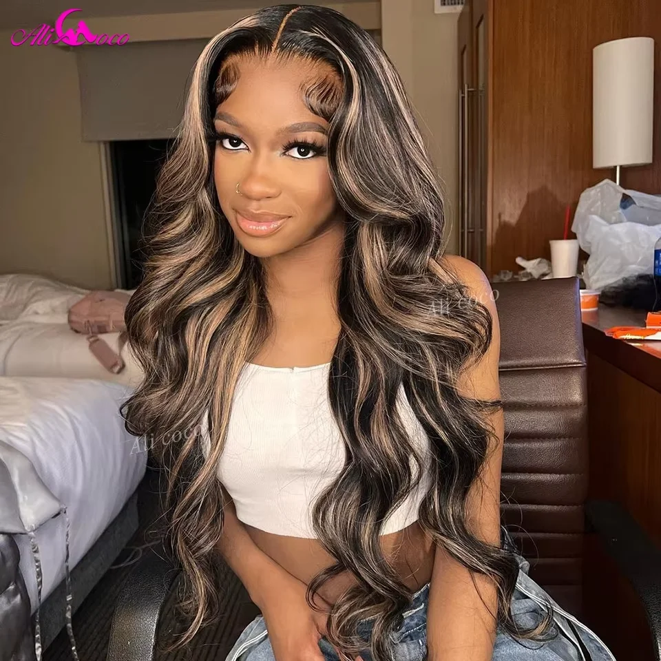 Ombre Blonde Echthaar Perücken Mit Pony – Everydaywigs