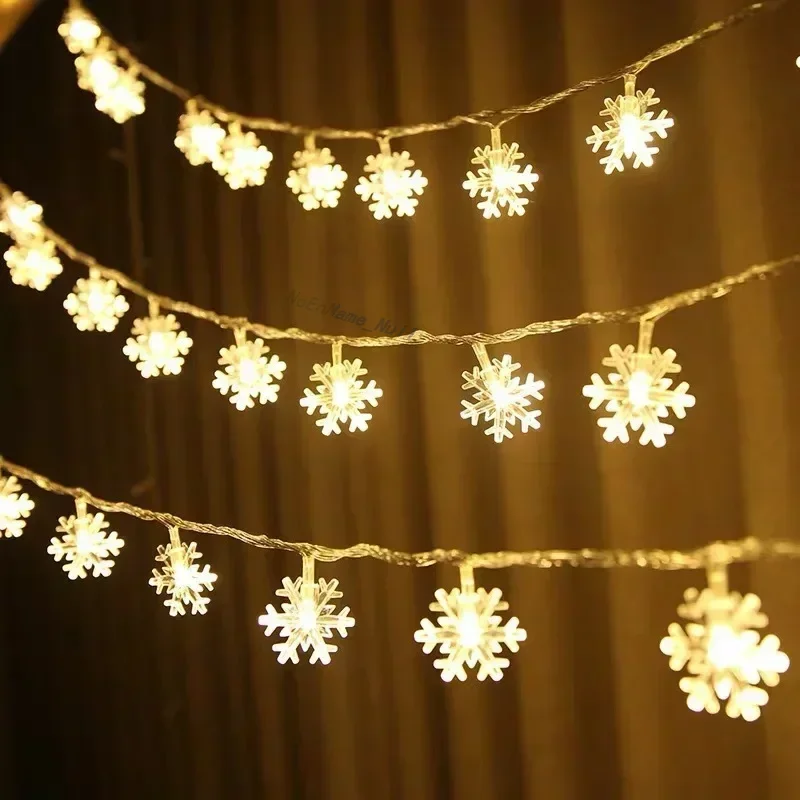 

Snowflake LED String Light Fairy Warm White Garland Home Christmas Fairy Lights Wedding Decor Christmas Decor for Home Navidad