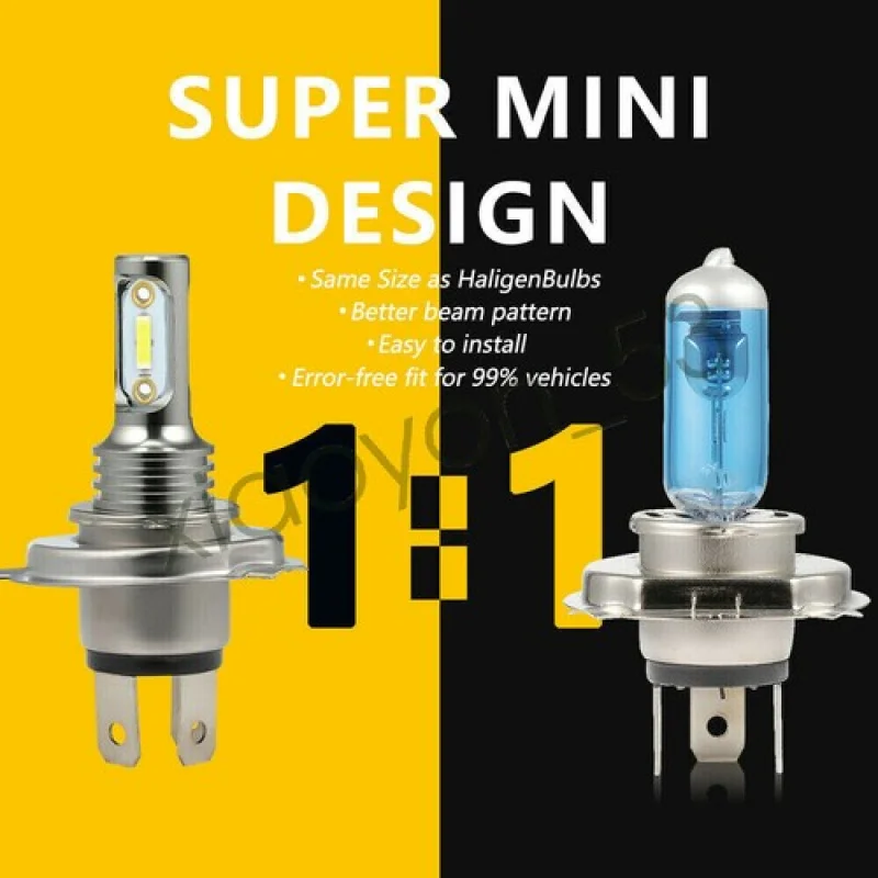 2Pcs 슈퍼 밝은 H4 9003 HB2 Led 전구 자동차 헤드 라이트 오토바이 자동 안개 램프 라이트 12v 24V 80W