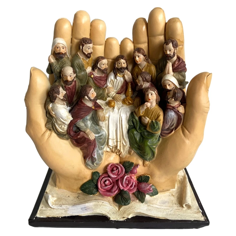

Jesus Religious Character Figurine Resin Statue The Last Supper On The for Palm for Home Church Christmas Decoration