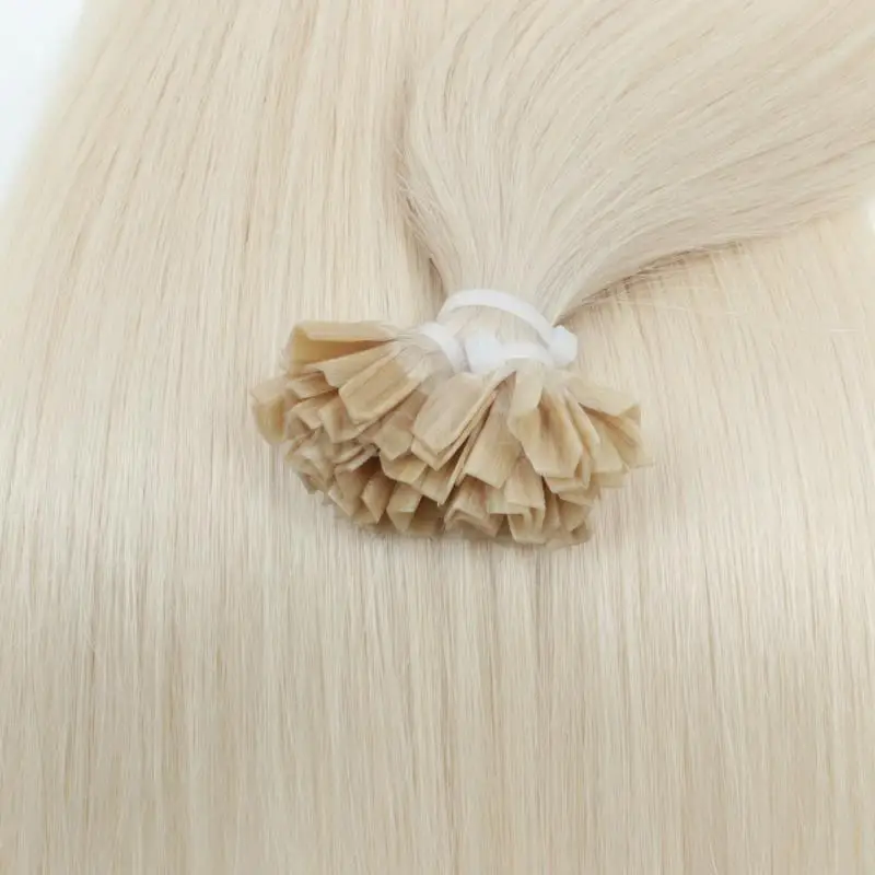 White Blonde #1001 K Tip Hair Extensions Real Human Hair V Tip Keratin Hot Fushion Machie Remy Extensions 12-24 inch hair extensions