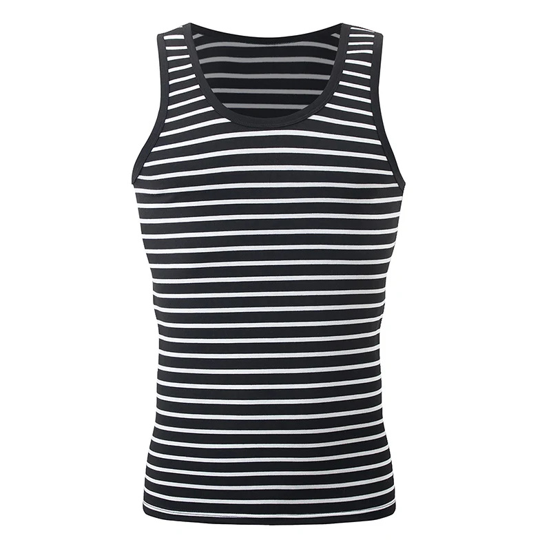 Men's Classic Joker Striped Vest Teenagers Slim And Comfortable Running Fitness Shirt Sports Joker Striped Sleeveless T 3-Pcs