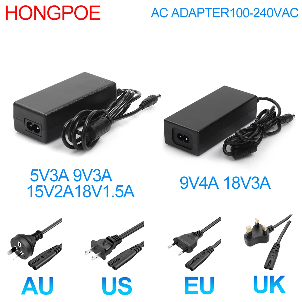 DC 5V 9V 15V 18V Adapter Power Supply AC 100V-240V 1.5A 2A 3A 4A Charger Converter Adaptor For LED Strips Light CCTV Motor