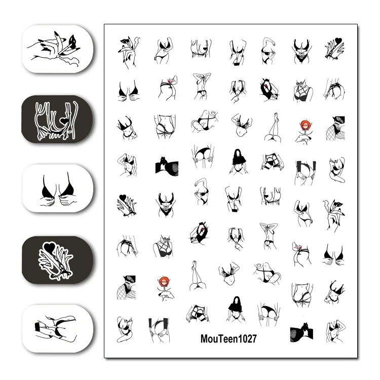 Mouteen1029 Dripping Graffiti Nail Sticker Nail Water Sticker for Art Decal