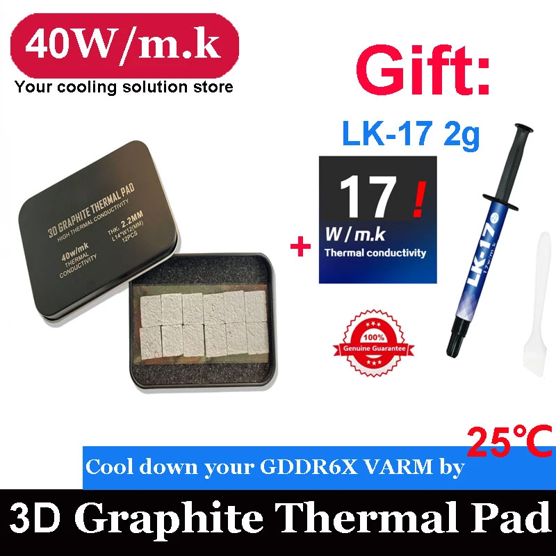 New 3D Graphite Thermal Pad 40W/m.k 3070/3080/3090 Memory Thermal