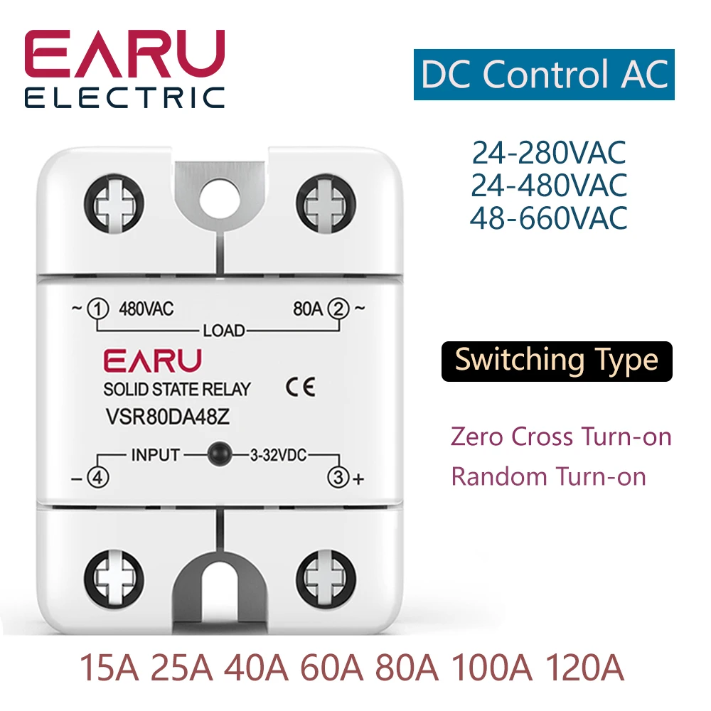 Ssr Ssr 10a 40a 60a 80a 100a Módulo de Relé de Estado Sólido Dc332v Entrada Ac24-480v Saída Controle Temperatura Pid Ssr25da Ssr40da