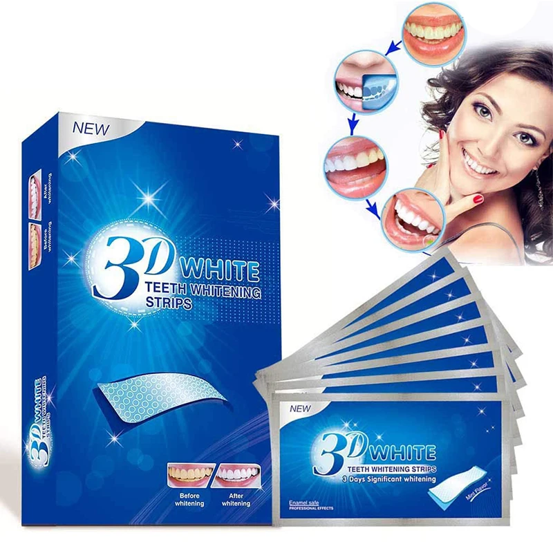 

Professional Teeth Whitening Gel Strips Oral Hygiene Care Double Elastic Tooth Bleaching Strip False Teeth Veneers 7/14Pairs