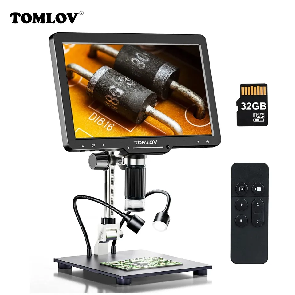 Tomov Dm501 Microscopio Digitale Hdmi Con Polarizzatore Schermo Ips Da 10 "Per La Riparazione Della Vista Moneta, Saldatura Elettronica 1300X Microssc