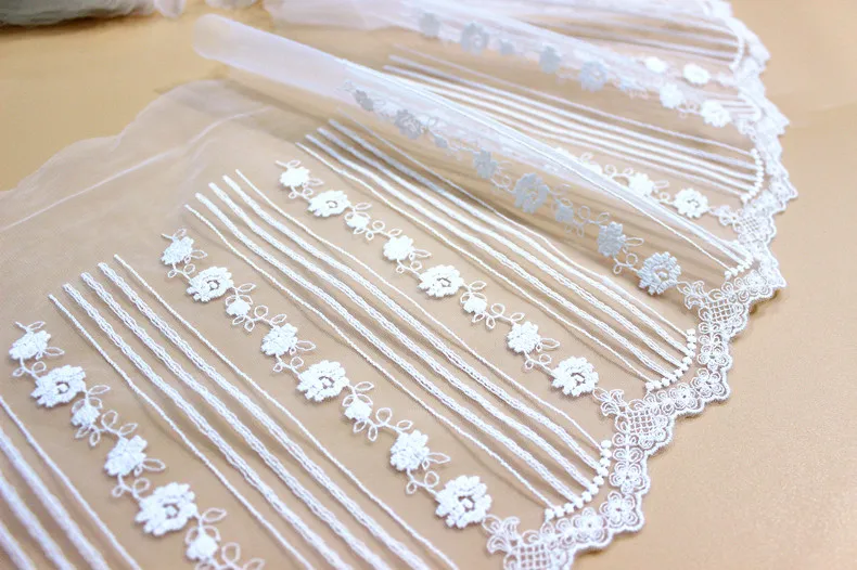 Nastro In Pizzo Bianco 3D - 4.5m Con Ricami, Elastico, Per Abiti, Costumi E Fai-Da-Te - Foto 5