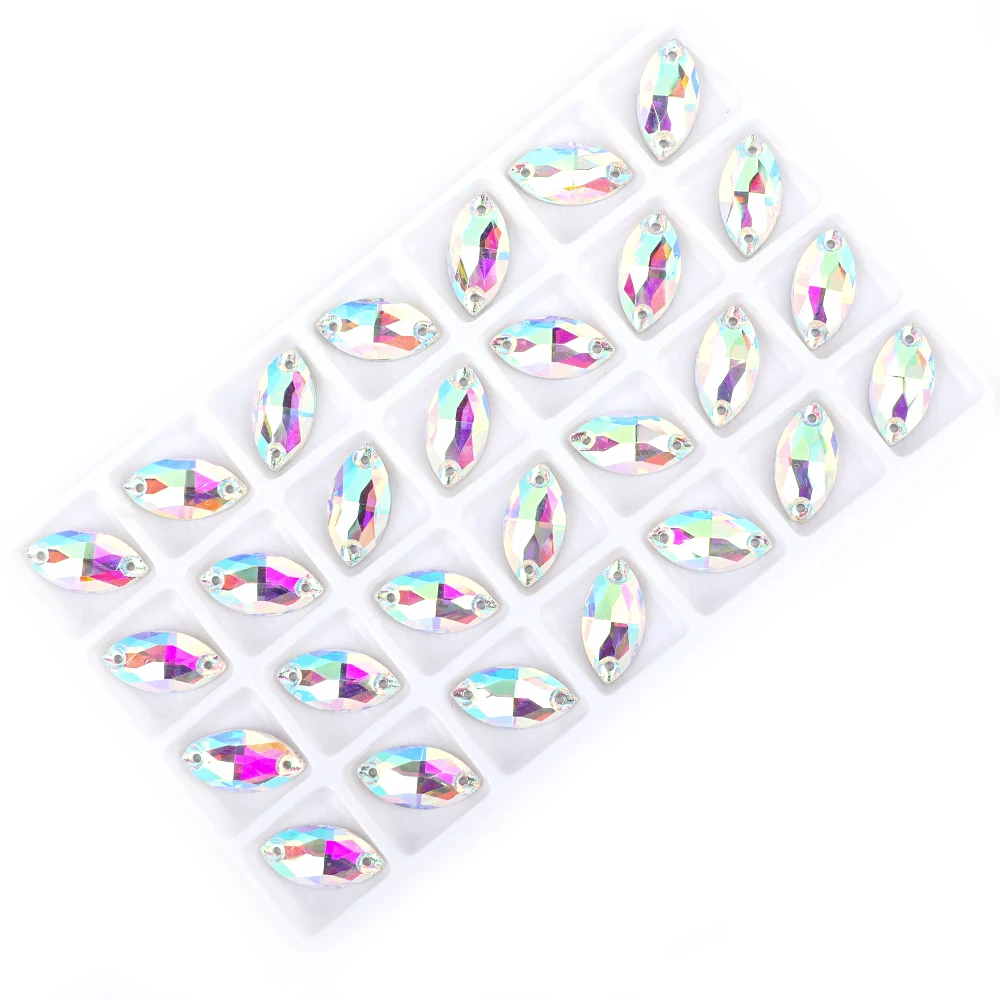 Vc nähen auf kristall ab strass tropfen blatt navette kosmische ovale rivoli s form flatback glass trass näh stein – Detail 5