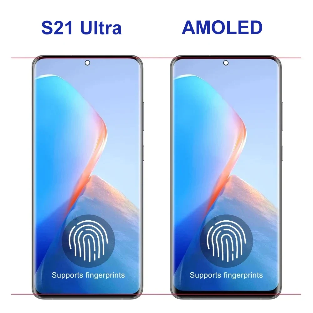 LCD Display Screen AMOLED S21 Ultra Screen Assembly for Samsung Galaxy S21 Ultra 5G G998B G998B/DS Lcd Display Touch Screen with Fingerprints