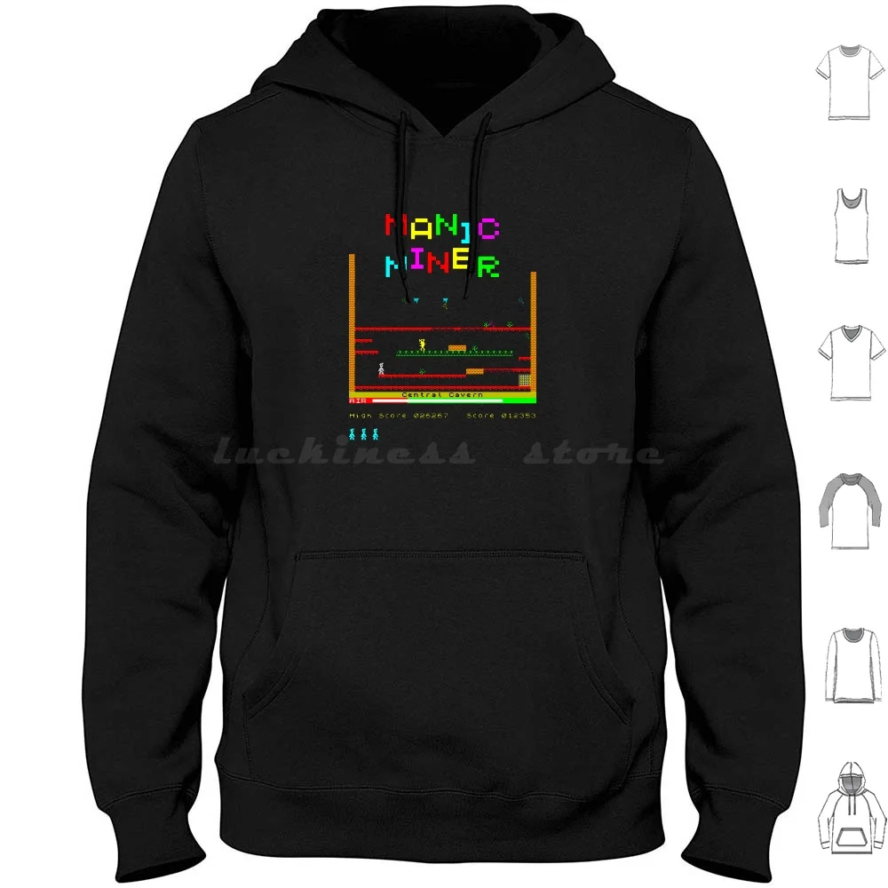 Mod.3 Arcade Manic Miner Jet Set Willy Videogioco Felpe Con Cappuccio Manica Lunga Arcadian Manic Miner Jet Set Willy Videogioco