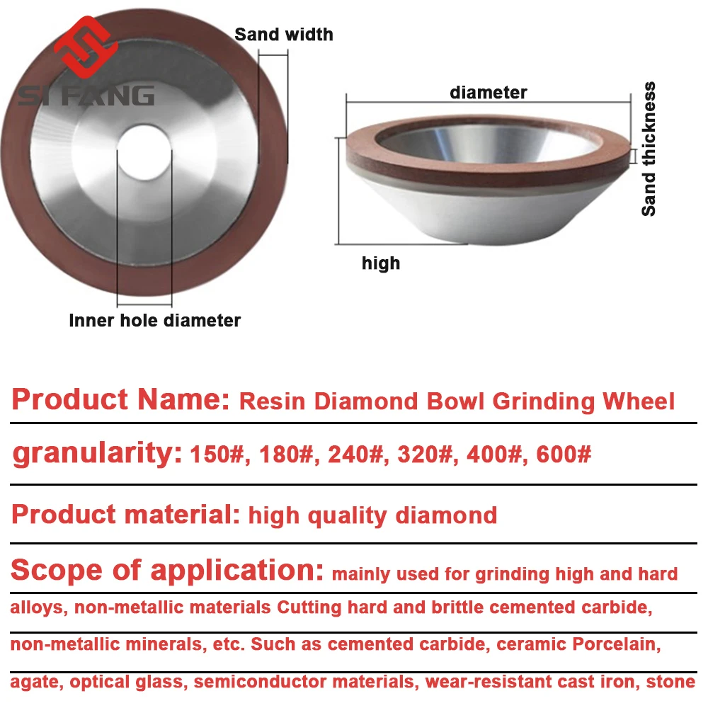 Diamond Grinding Wheel Cup 75mm/100mm/125mm/150mm for Tungsten Steel Milling Cutter