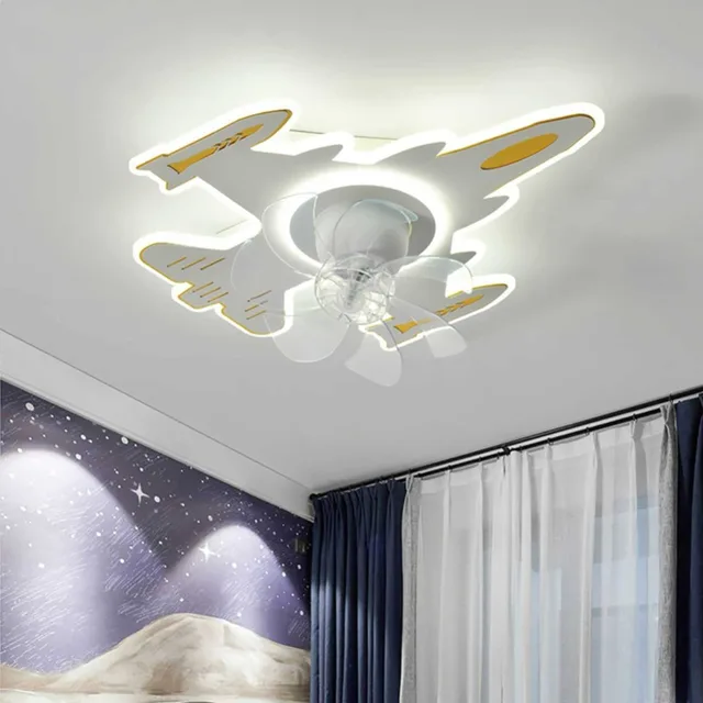 Ventilateur de plafond avec lumière ventilateur de plafond d'avion avec télécommande LED gradation plafonnier lustre éclairage pour chambre d'enfant 1