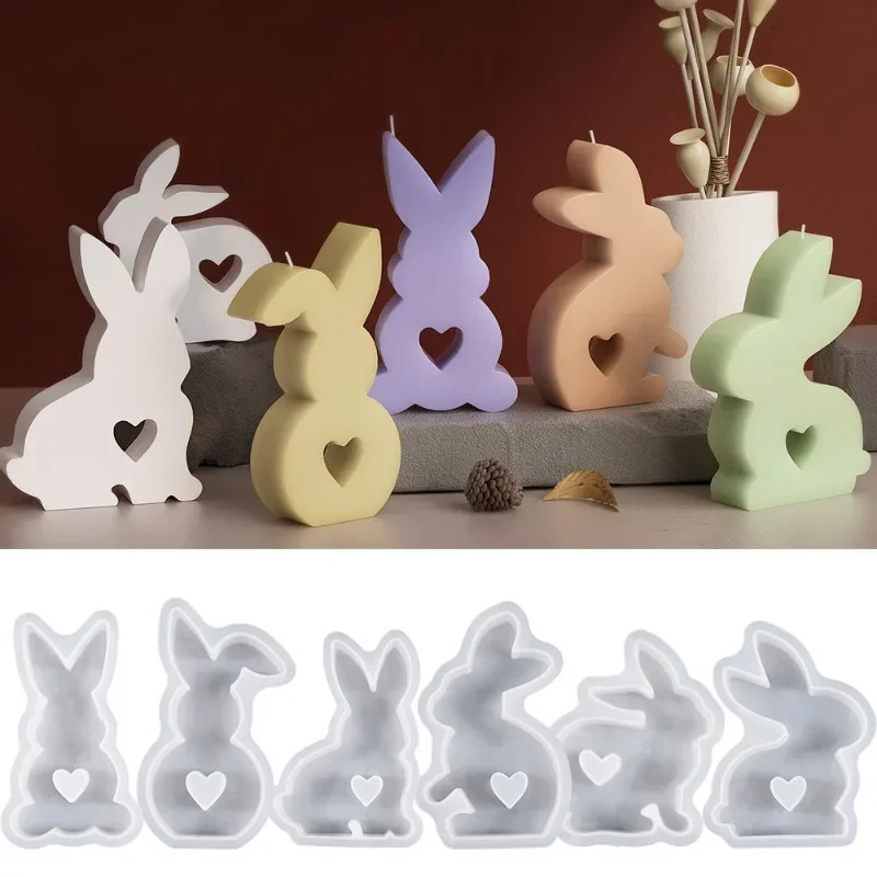 4 Stampi In Silicone Per Pasqua - Coniglietti 3D, Angelo, Castello, Per Candele, Saponi E Decorazioni - Foto 3
