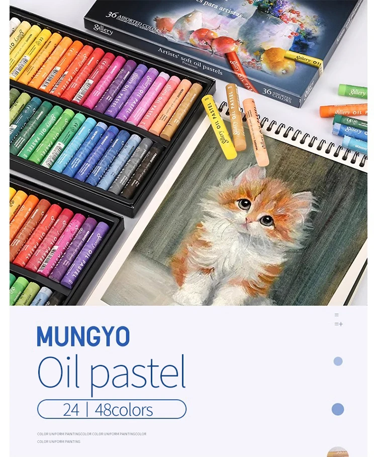 MUNGYO Soft Oil Pastel Set, ultraweiche und seidige Künstler-Buntstifte, professionell für Zeichnen, Graffiti, Kunstbedarf – Detail 1