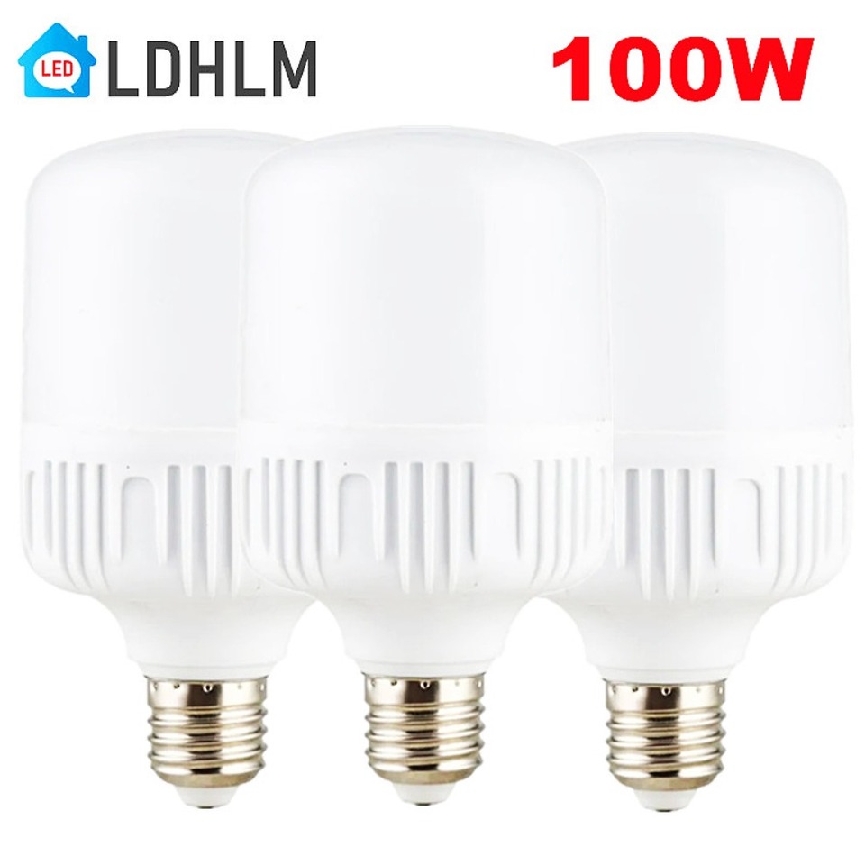 100W E27 LED screw mouth light high brightness white light 220V eye protection non flickering High heat dissipation light bulb