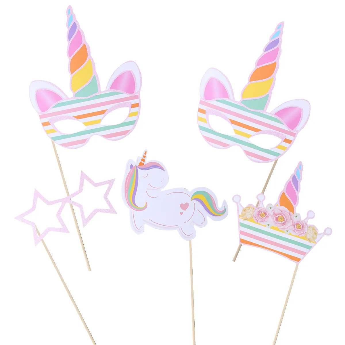 10Pcs 사랑스러운 유니콘 사진 소품 키트 생일 웨딩 파티 장식 파티 장식 소품 축하 사진 부스