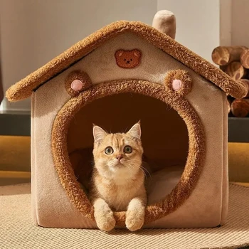 Winter Foldable Pet House Removable Washable Bed Puppy Cave Sofa Pet Bed House For Extra Small Dogs And Small And Medium Cats