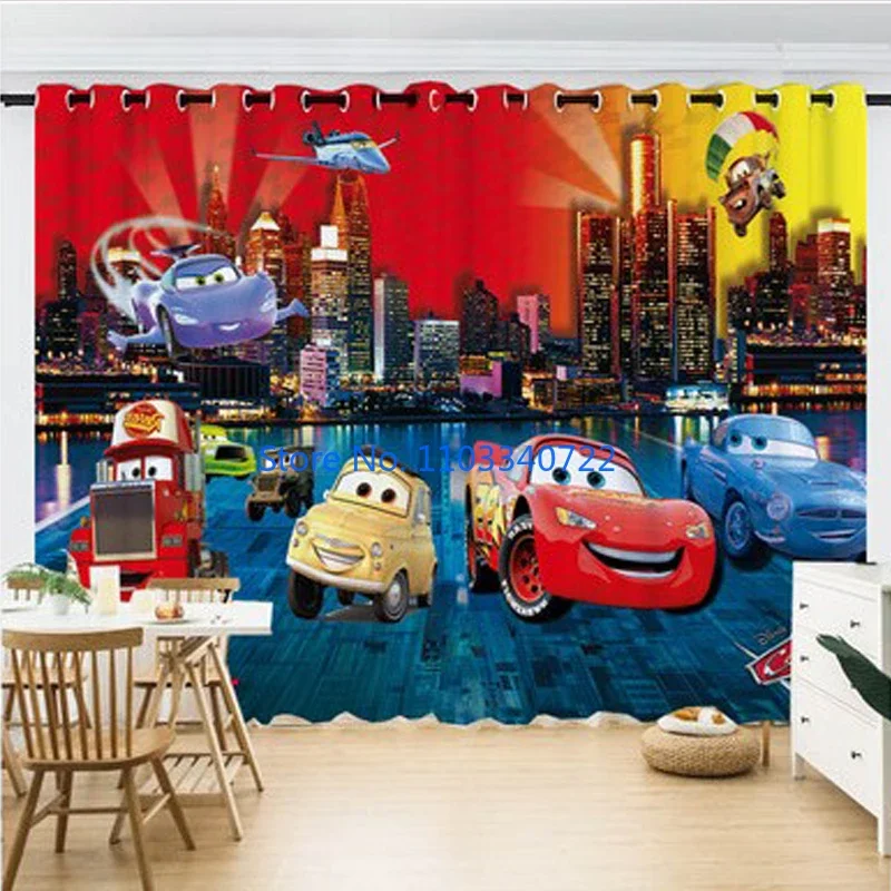 Anime Start Gathering McQueen Car Window Curtain 184x215cm 3D Print Blackout Curtains Living Room Bedroom Decor Child Kids Gift