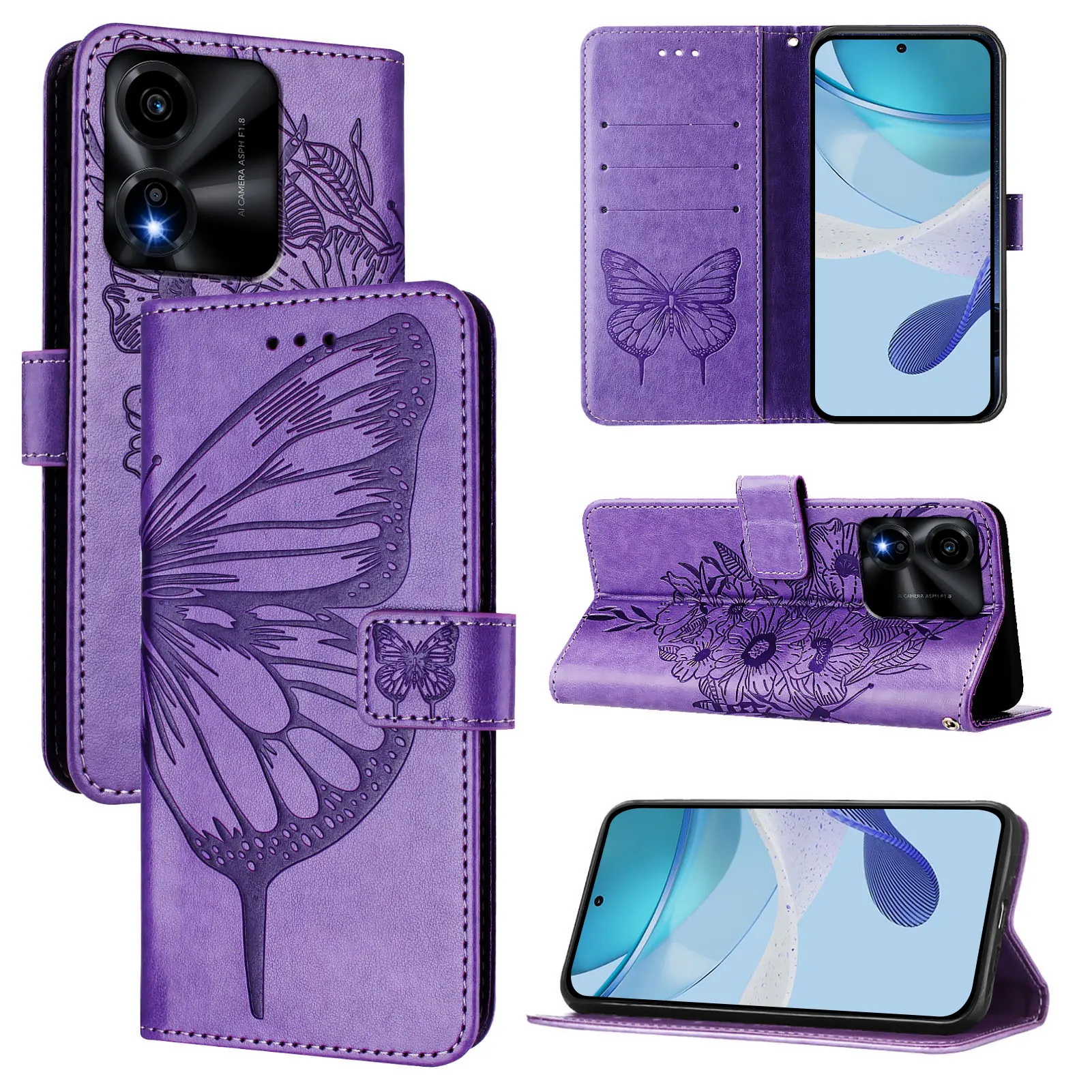 Butterfly Flower Magnetic Leather Wallet Flip Cover Phone Case