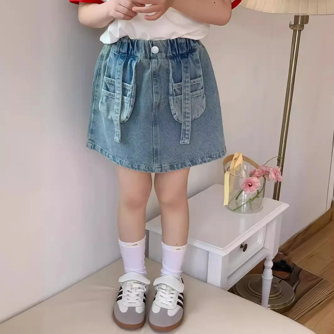 

Детская одежда, детская джинсовая юбка в Корейском стиле, Новинка лета, модная крутая детская джинсовая юбка до колена для девочек