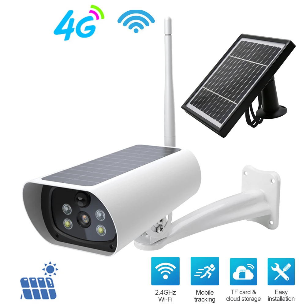 

4G Surveillance Camera WiFi Outdoor Surveillance Camera PIR Motion Detection IP Kamera with Solar Panel for Security Protection