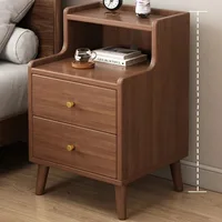 Modern Minimalist New Chinese Style Compact Narrow Bedside Table Nightstand Solid Wood Storage Drawer Bedroom Home Furniture 5