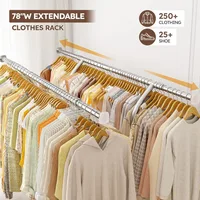 Clothes Rack Heavy Duty Loads 650LBS, Clothing Racks for Hanging Clothes, Rolling Clothing Rack With Shelves 2