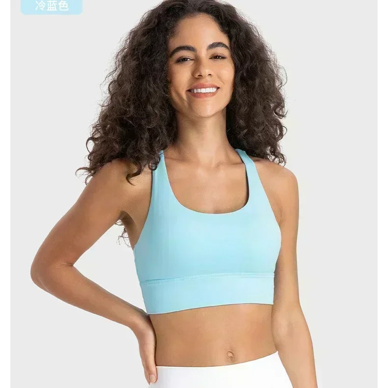 Lemon CLASSIC Cross Strap Workout Sports Bras Top for Women Padded Mid Support Naked Feel Fitness Yoga Bra Athletic Brassiere 5