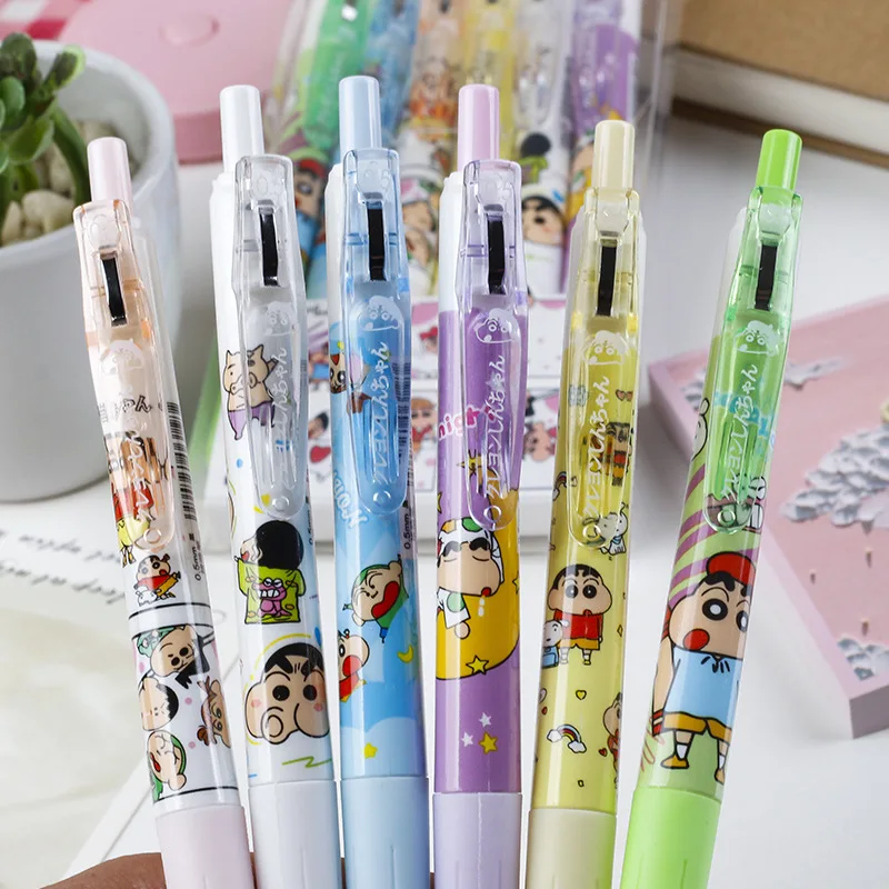 6 Pens/box Crayon Shin-Chan Black Gel Pen 0.5Mm Lack Ink Signature