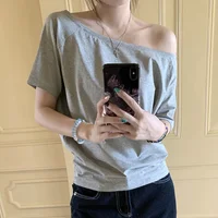 T-shirts Women Solid Simple Summer Casual Cleanfit Short Sleeve All-match Young Girls Streetwear Y2k Top Aesthetic Clothes Ins 4