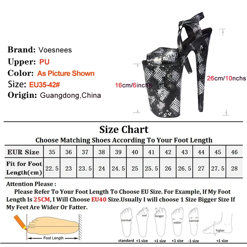 26CM/10Inch Extreme high heels Women Platform Peep Toe Sandals 2025 New Summer Cross Buckle Strap Snake Pattern Pole Dance Shoes