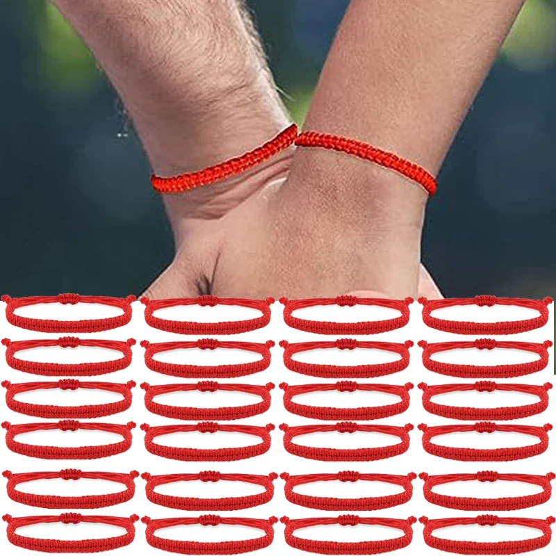 Bracelet Fil Rouge Bouddhiste - Cordon Réglable, Porte-bonheur, Neuf