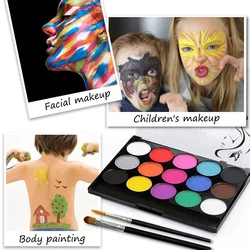 Vibrant 15 - Color Water - Soluble Face and Body Paint Palette - Safe, Non - Toxic for Creative Holiday and Costume Makeup (15 color face paint)